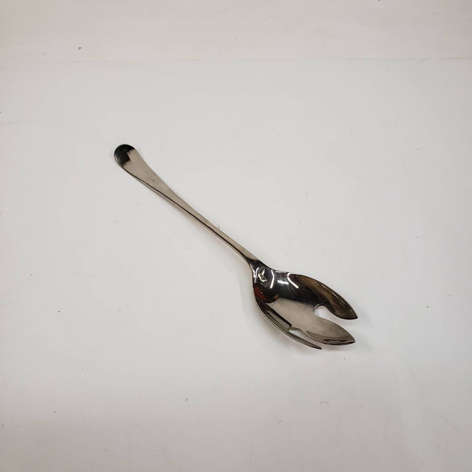 silver plated salad spoon and fork set with box