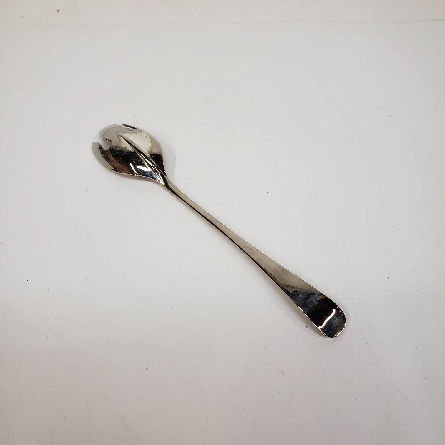 silver plated salad spoon and fork set with box