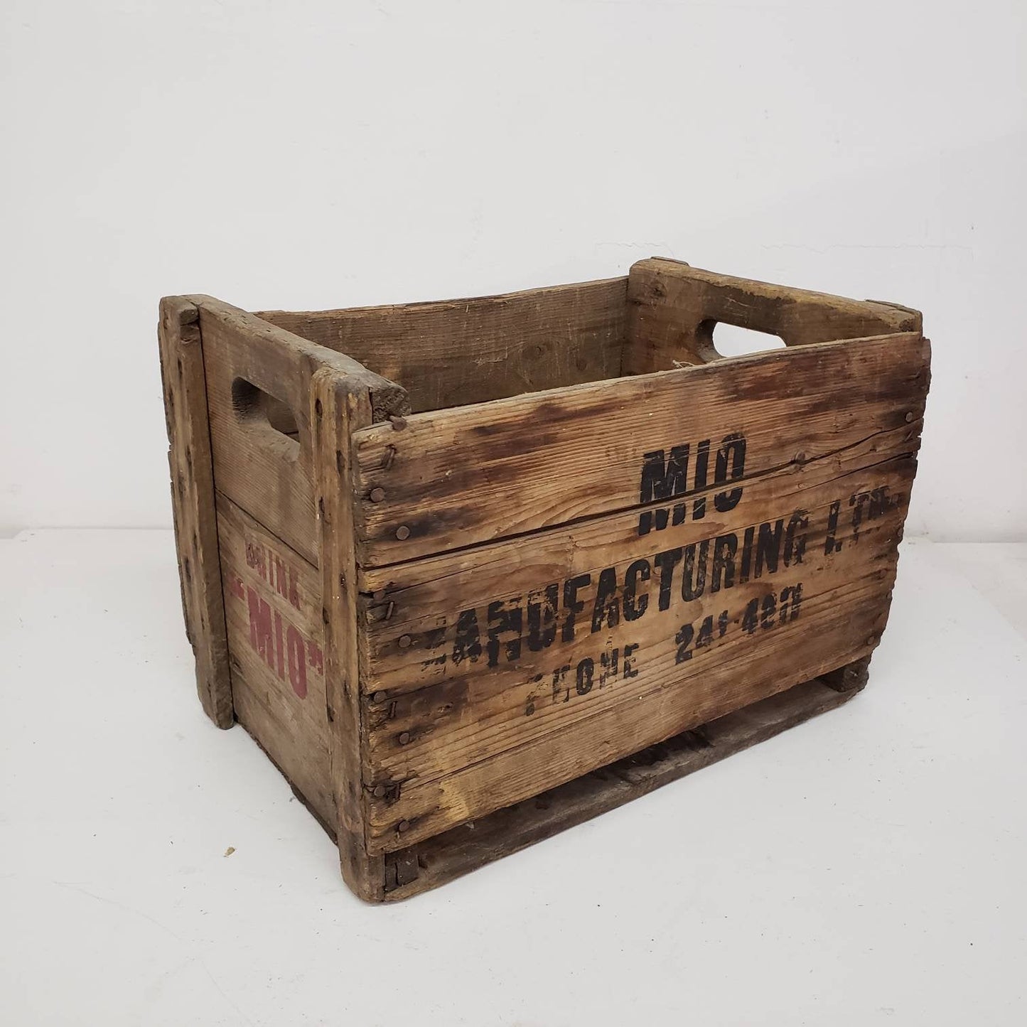mio crate vintage wooden soda delivery box