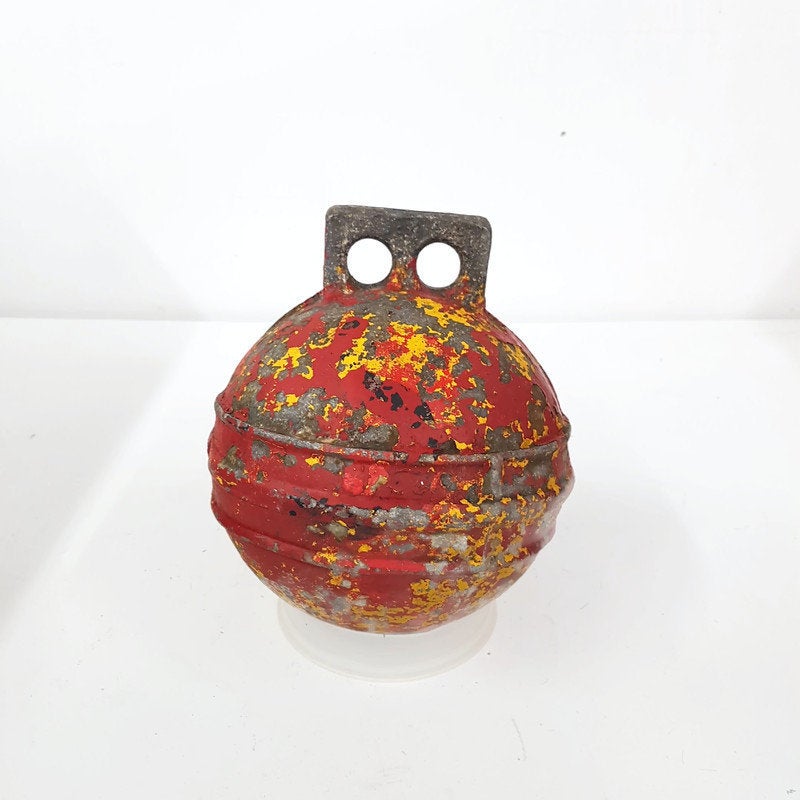 antique nautical fishing buoy / float newfoundland / maine lobster fishing made by phillips grimsby england