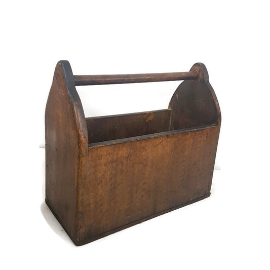 antique mennonite faux grained tote / caddy