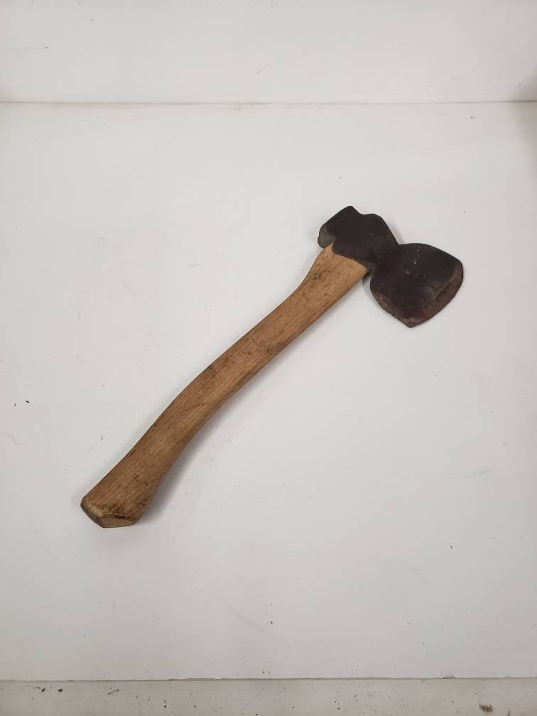 tapered blood hewing hatchet steel head wooden handle