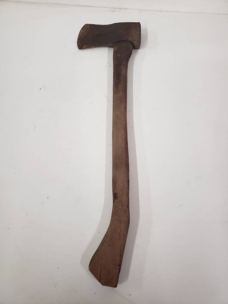 woodcutting axe steel head wooden handle
