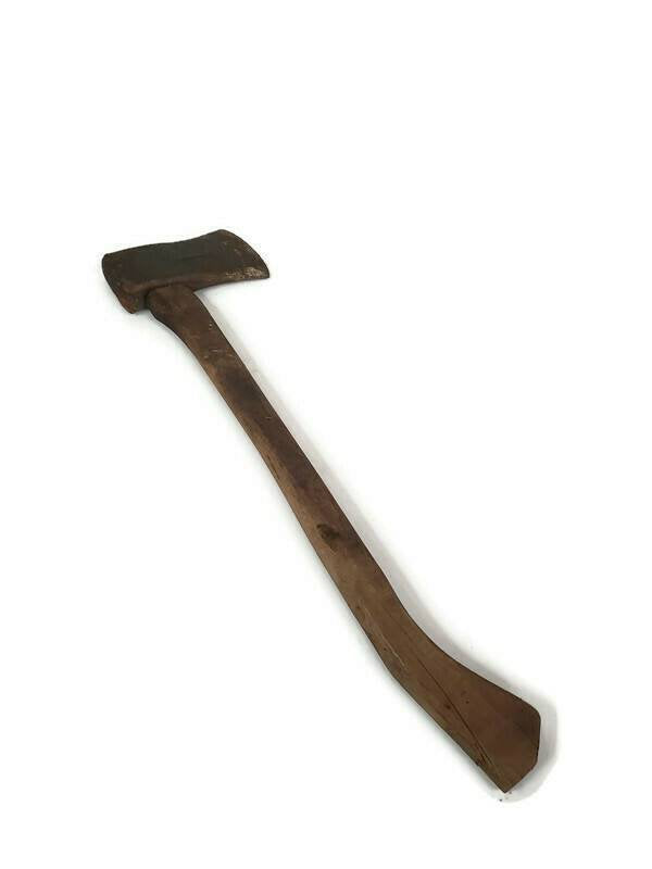 woodcutting axe steel head wooden handle