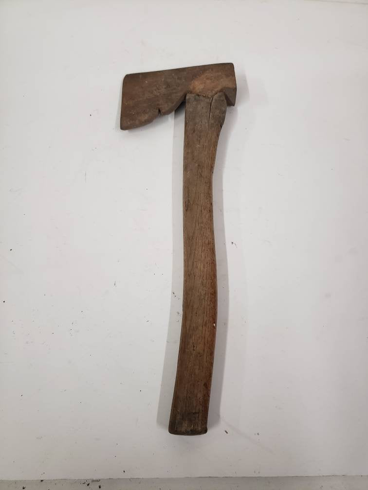 carpenters hatchet steel head angled wooden handle