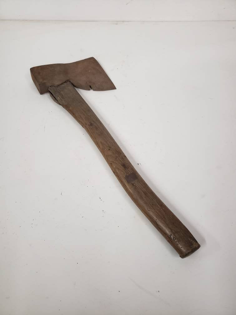 carpenters hatchet steel head angled wooden handle