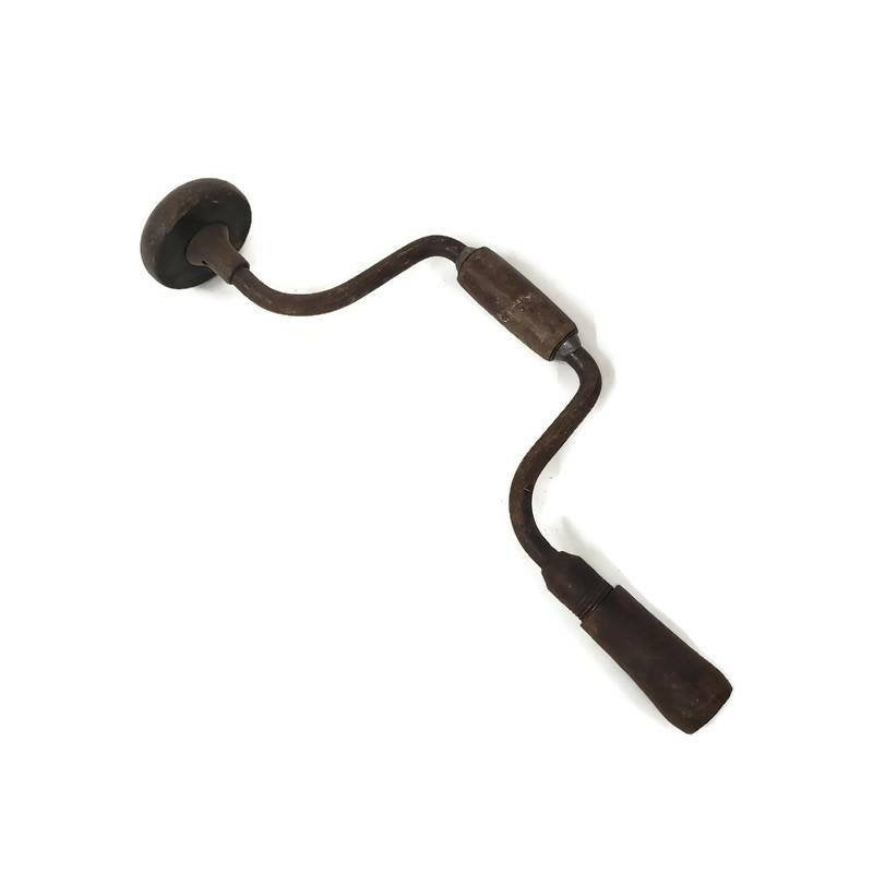 bit brace drill vintage hand crank wooden carpentry hand tools