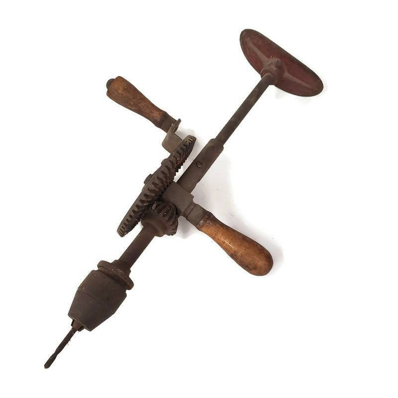 breast drill vintage hand crank carpentry tools