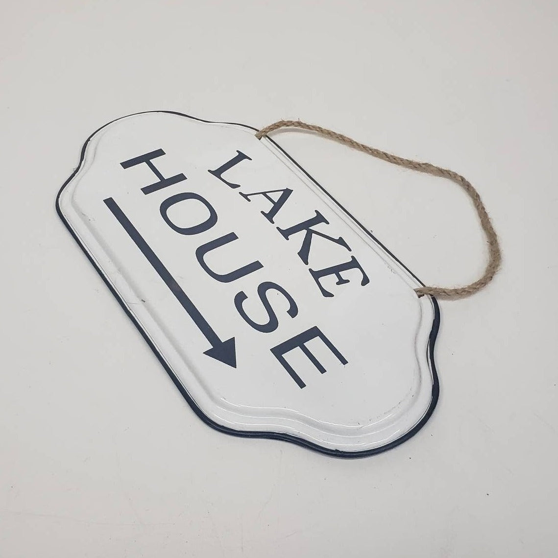 metal lake house sign with rope hanger cottage deco