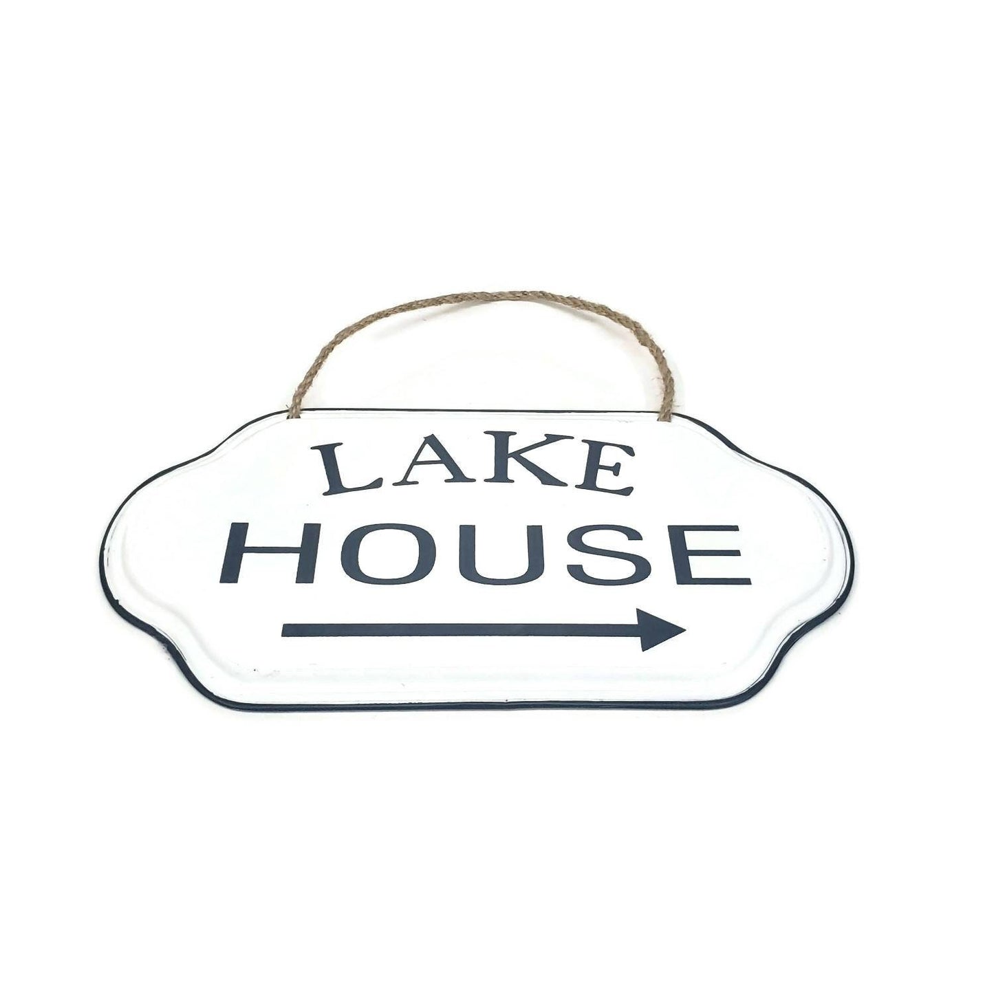 metal lake house sign with rope hanger cottage deco