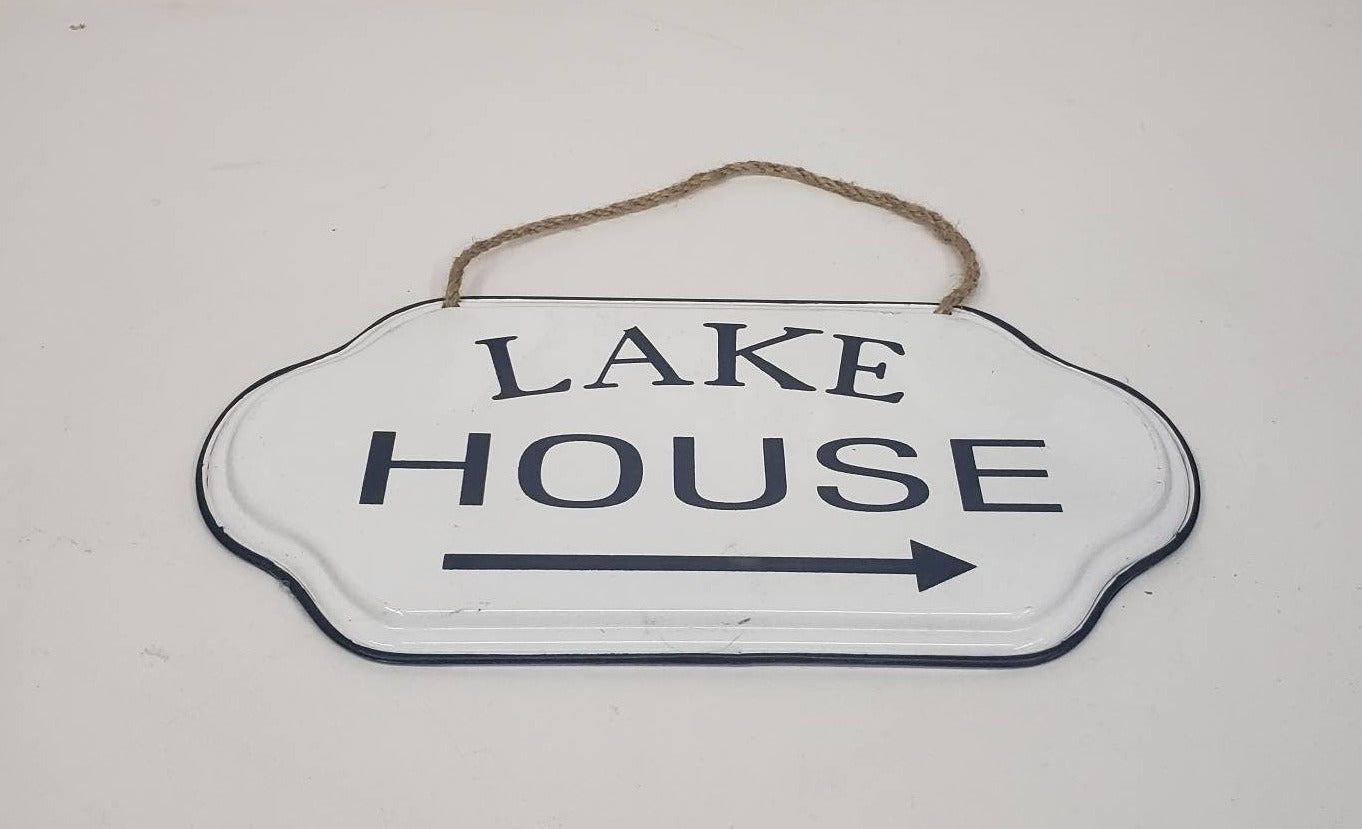 metal lake house sign with rope hanger cottage deco