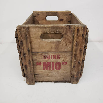 mio crate vintage wooden soda delivery box