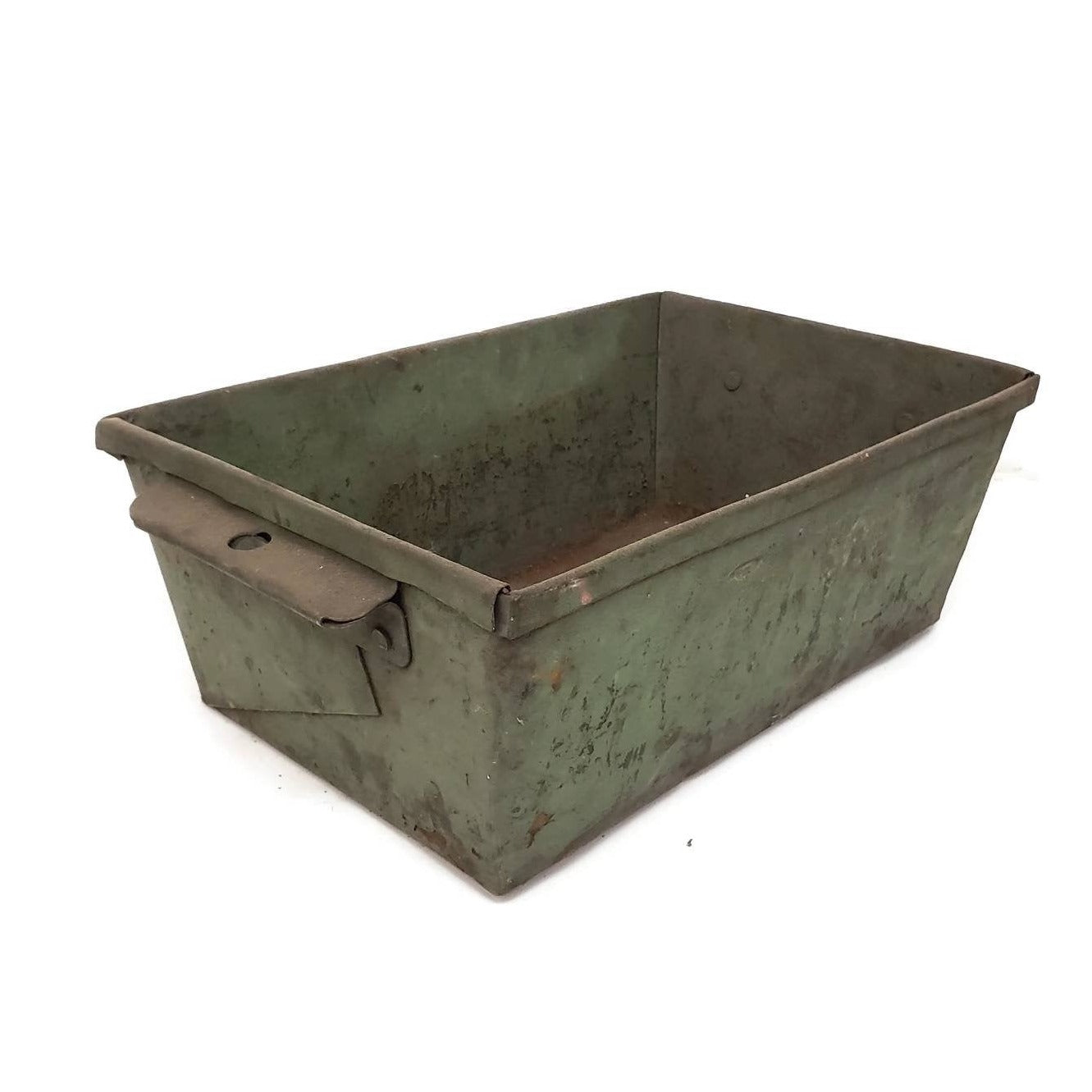 antique bin industrial metal box or basket primitive old for storage or display rustic weathered vtg old