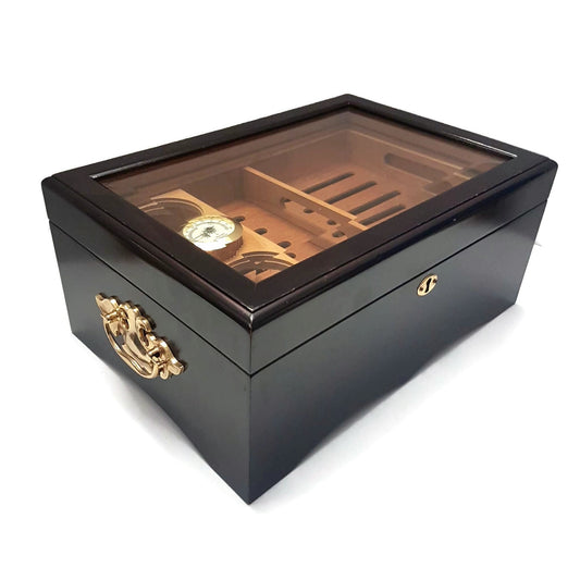 humidor cedar cigar box bevelled glass top