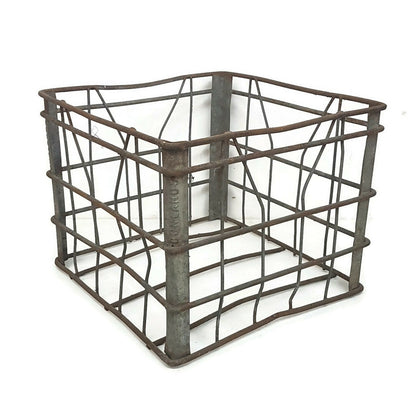 antique bin industrial metal basket primitive milk crate donalds