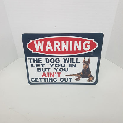 warning the hound will track you down metal sign