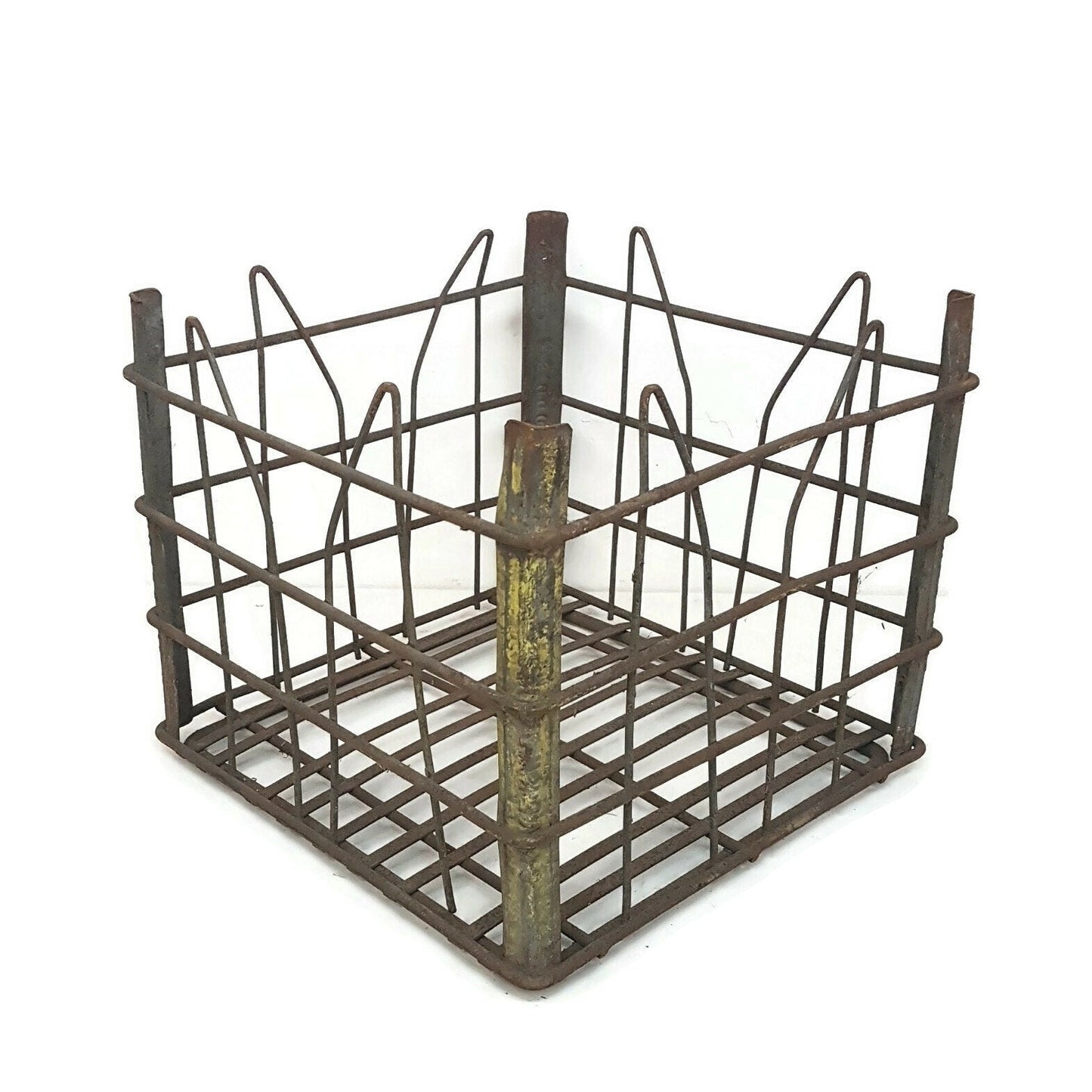 industrial metal basket primitive milk crate