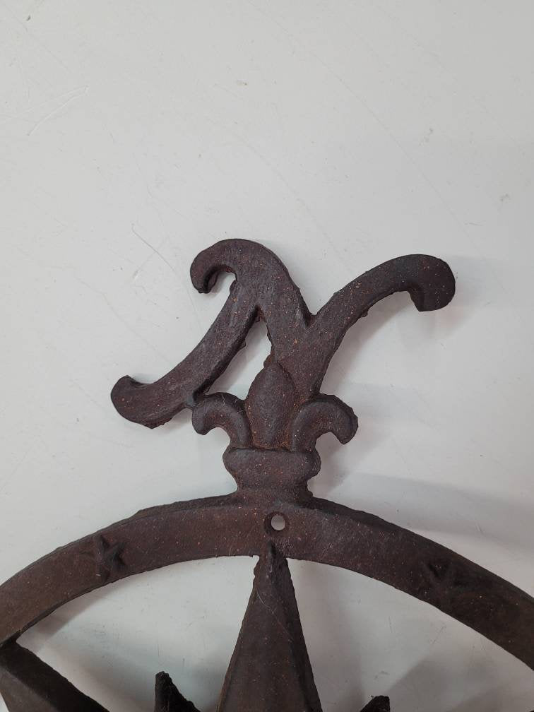 cast iron compass wall hanging cottage decor