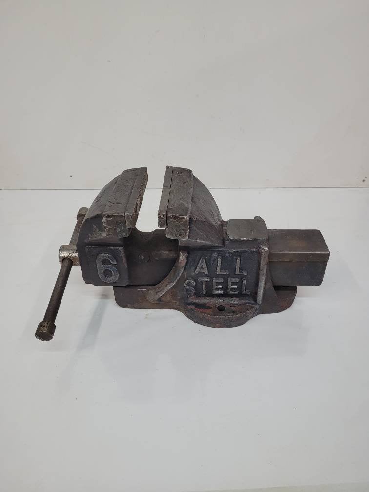 heavy steel vise stamped no # 6