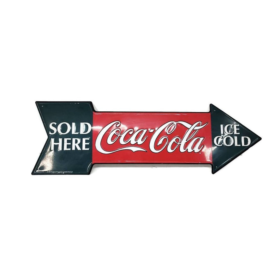 tin coca-cola sign arrow