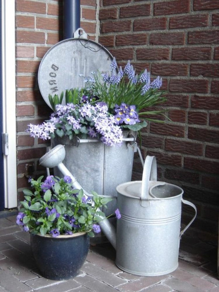 galvanized watering can vintage rustic garden decor