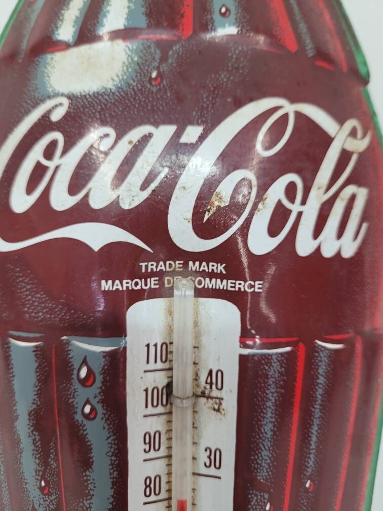 tin coca-cola sign thermometer