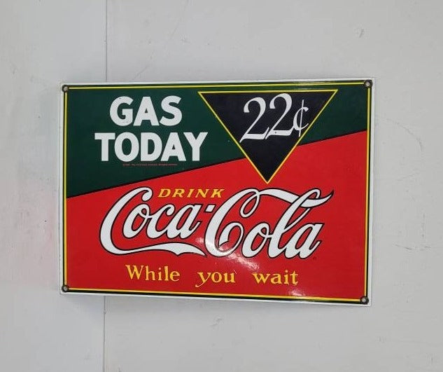enameled coca-cola gas sign