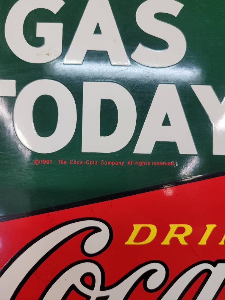 enameled coca-cola gas sign