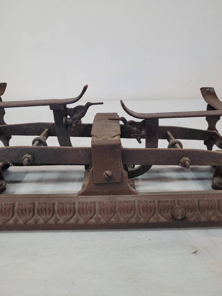antique balance scale cast iron with two dishes