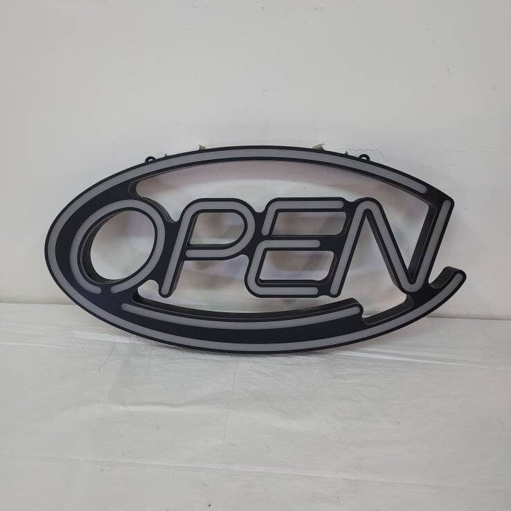 open sign neon flashing storefront light