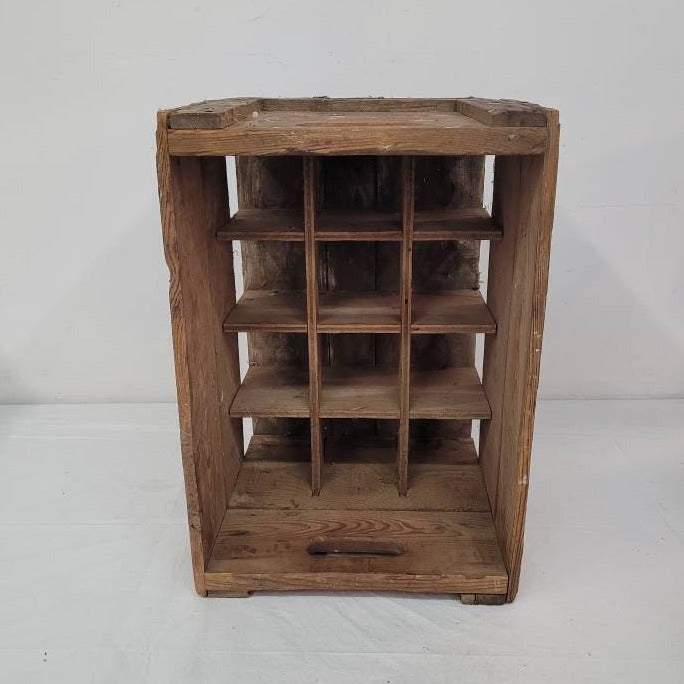 vintage wooden delivery case for bottles moran beverages