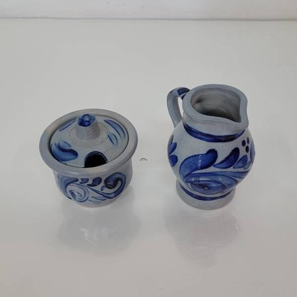 stoneware cream and sugar miniature coffee set salt glaze