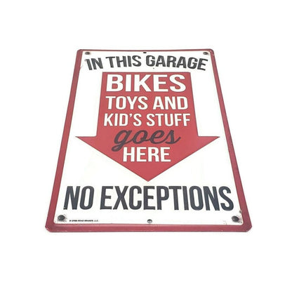 metal garage sign novelty bikes toys and kids stuff goes here