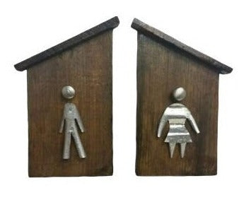 mens and womans bathroom restrooms sign