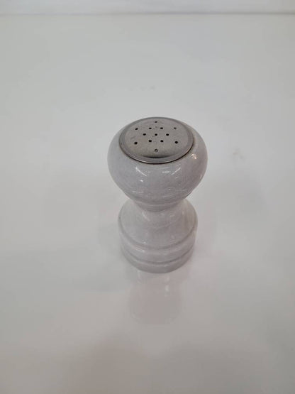 white marble salt and pepper shakers