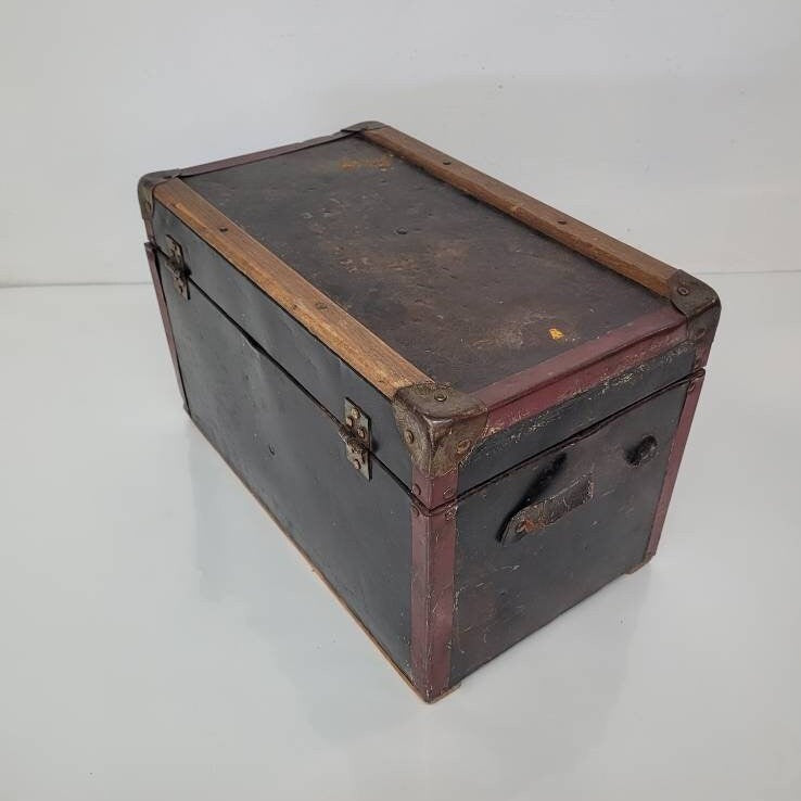 wooden luggage case antique  travel clothing storage