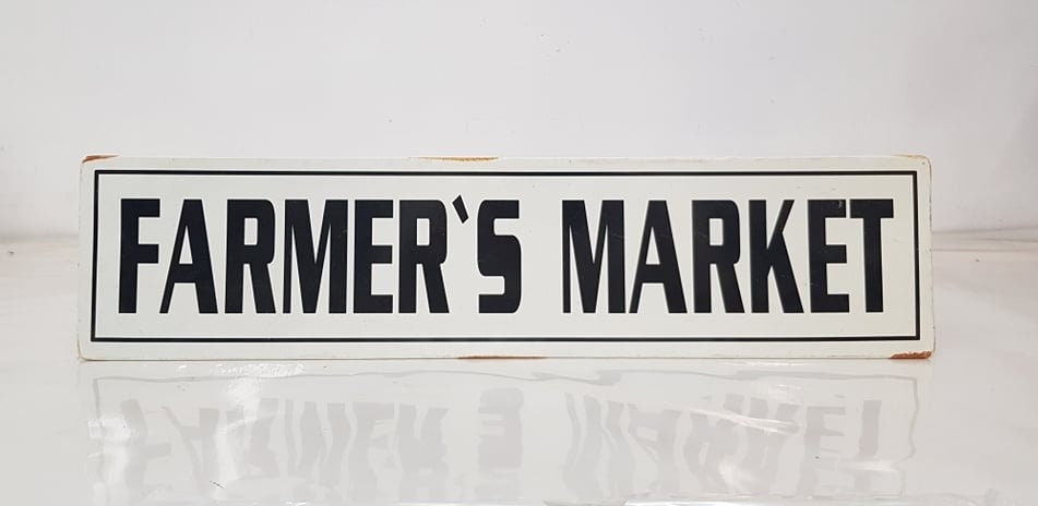 farmer's market porcelain sign
