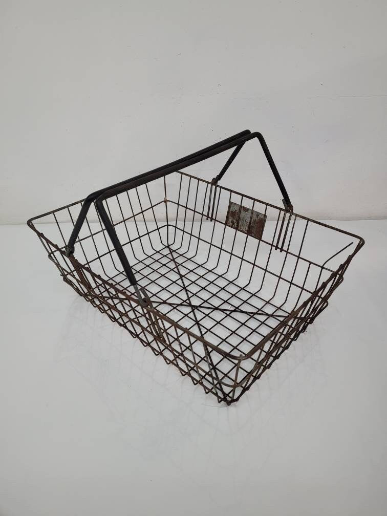 wire garden harvest basket vintage shopping basket farmhouse decor