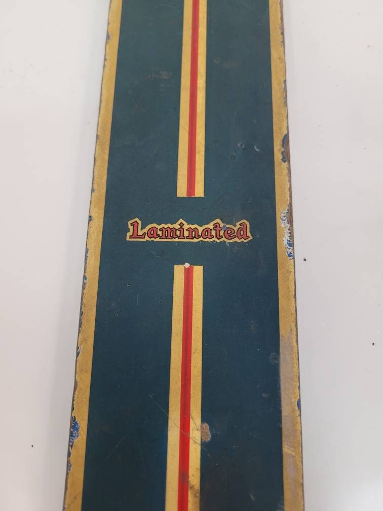 antique wooden skis lombi jr. brand