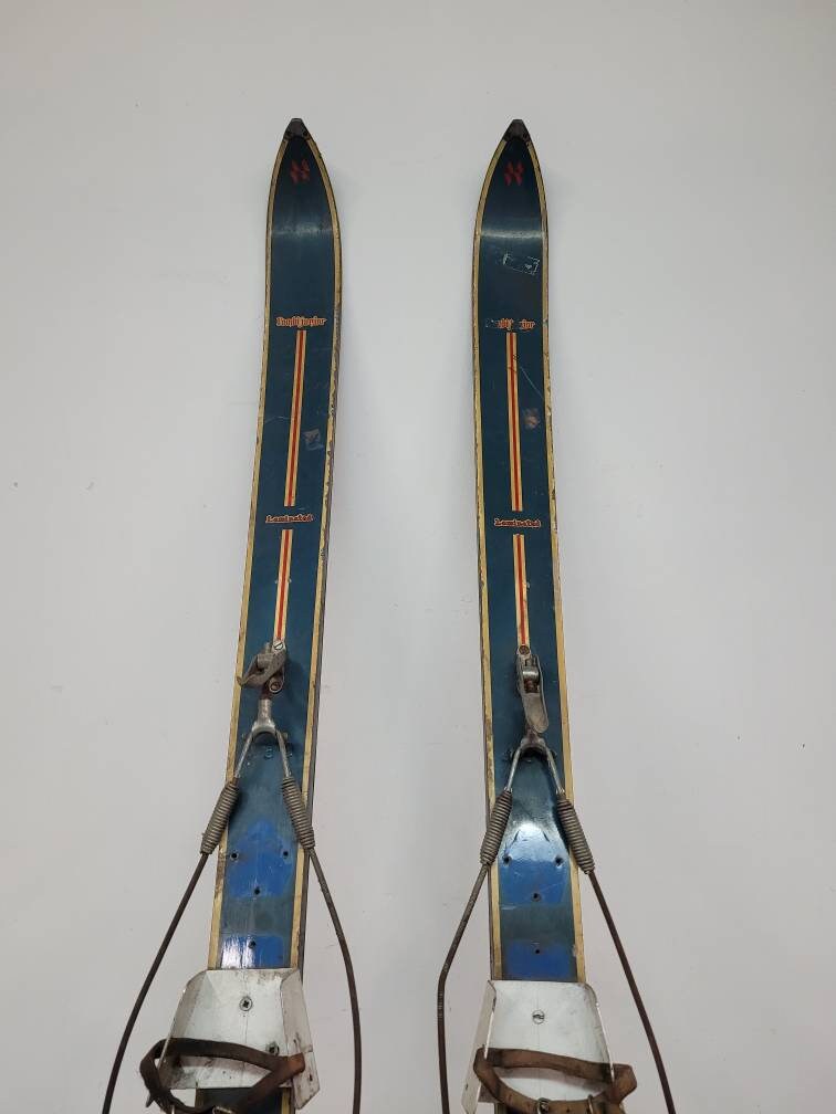 antique wooden skis lombi jr. brand