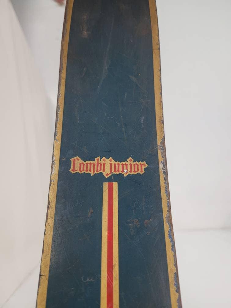 antique wooden skis lombi jr. brand