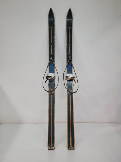antique wooden skis lombi jr. brand