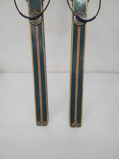 antique wooden skis lombi jr. brand