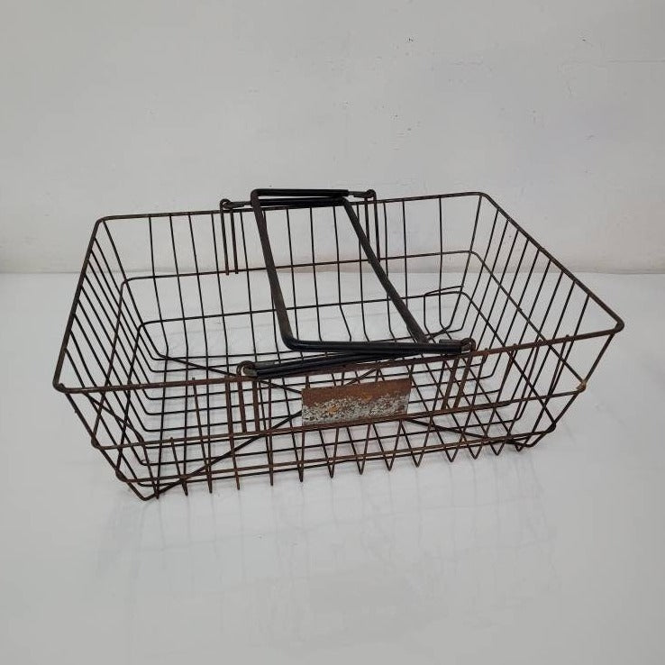 wire garden harvest basket vintage shopping basket farmhouse decor