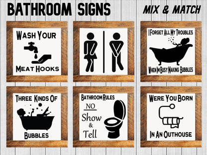bathroom mini signs mix & match original designs