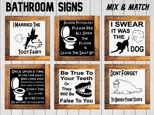 bathroom mini signs mix & match original designs