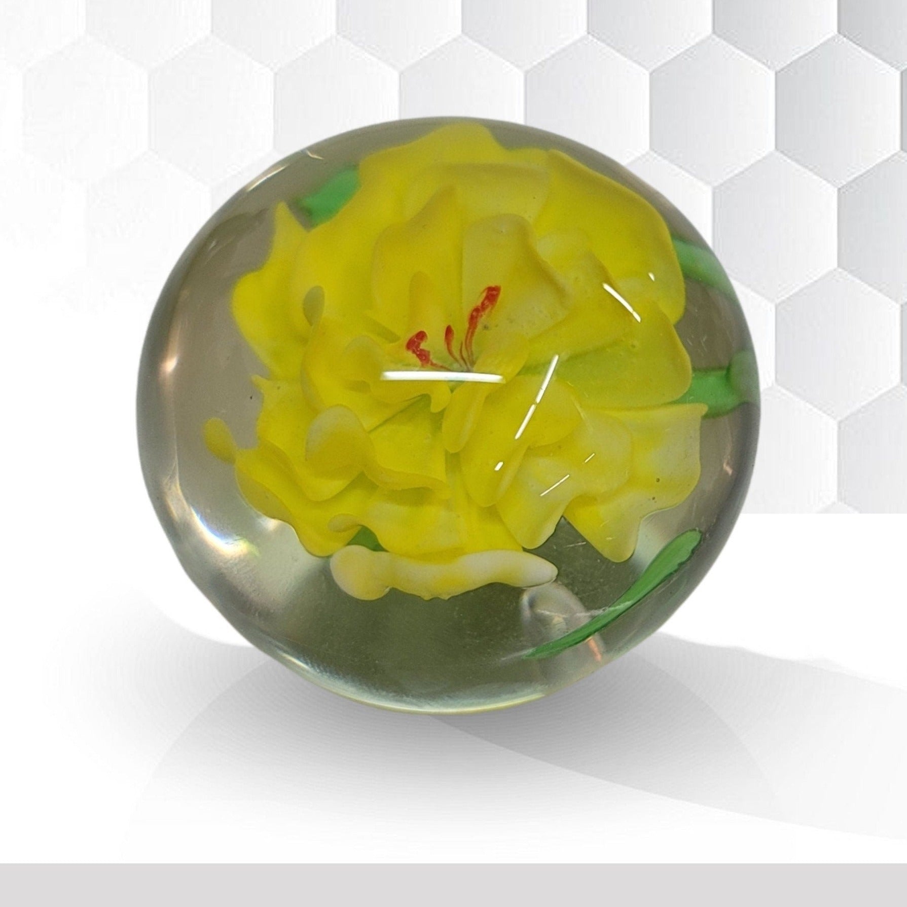 paper weight art glass murano paperweight yellow flower