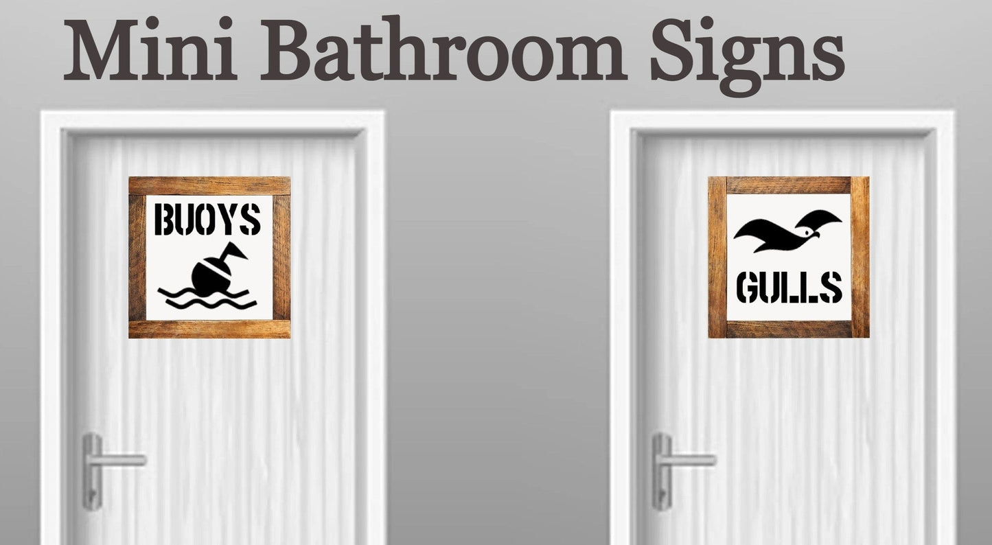 mens and womans bathroom restroom signs buoys & gulls