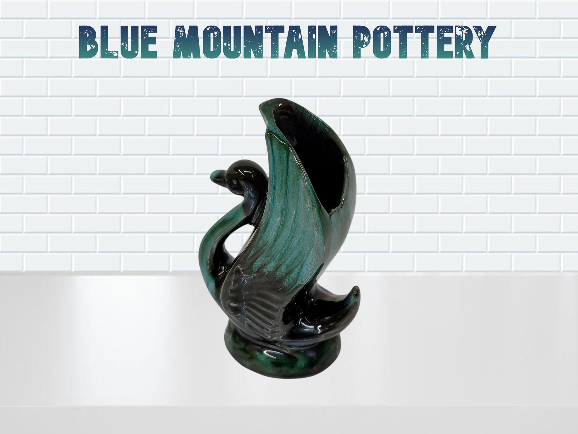 blue mountain pottery swan vase