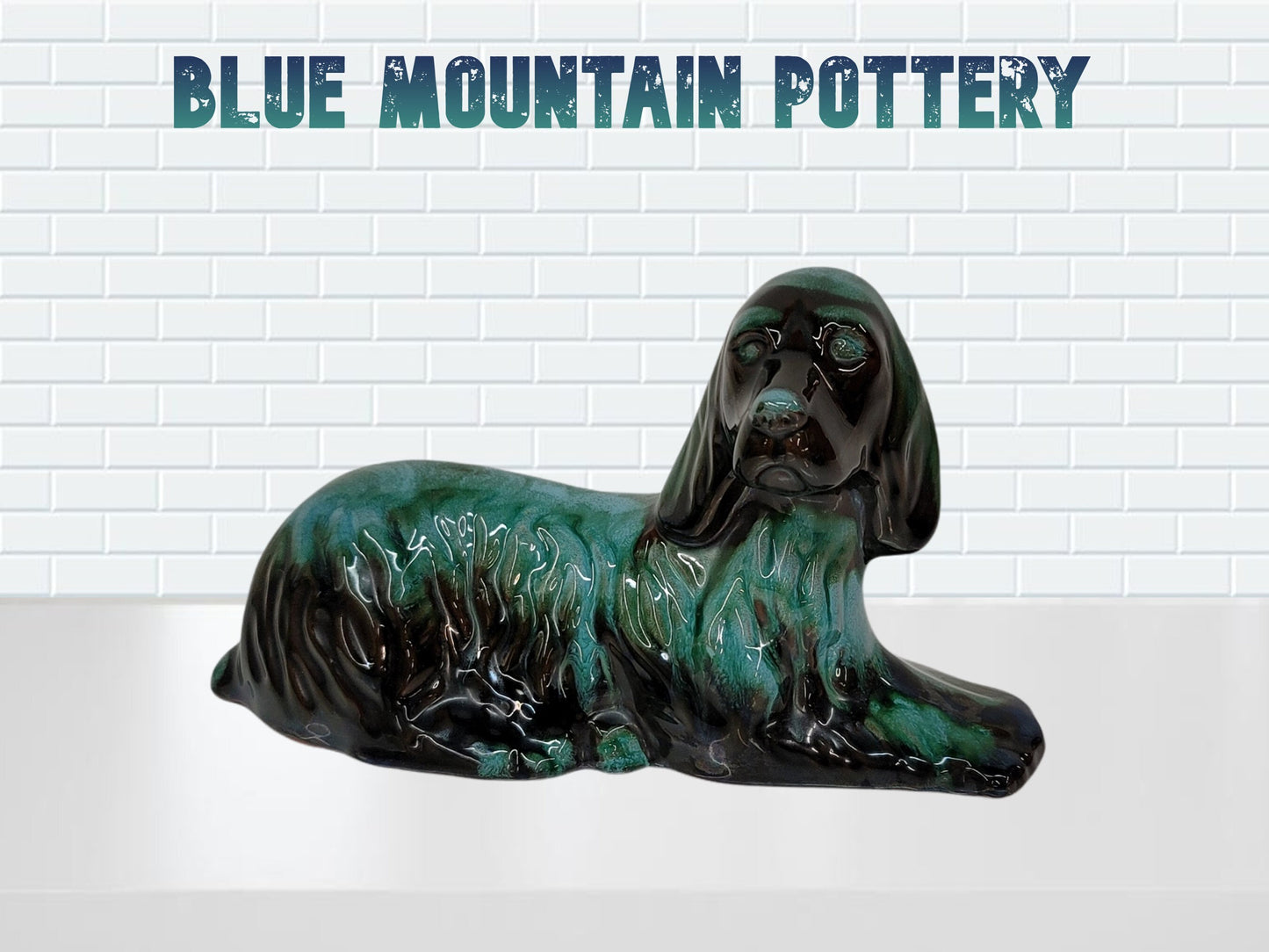 blue mountain pottery dog statue